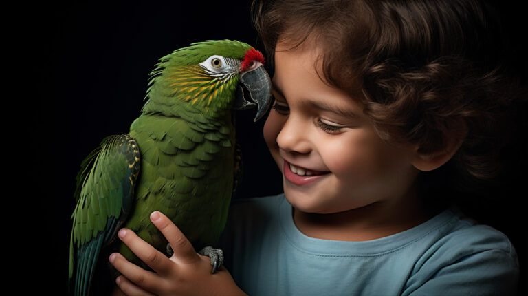 side-view-kid-holding-parrot